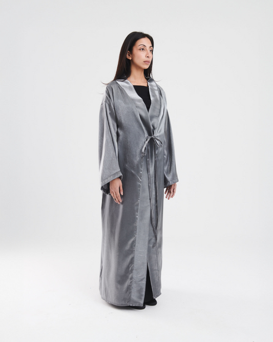 Long reimagined kimono in grey