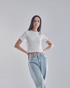 Basic rib top in white