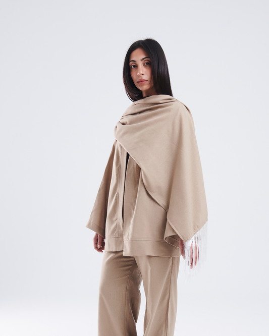 The Shawl kimono in beige