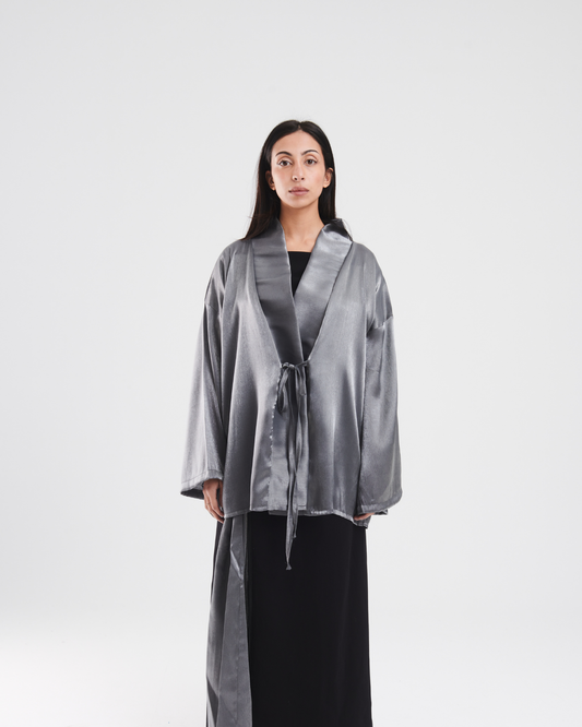 Reimagined kimono in grey