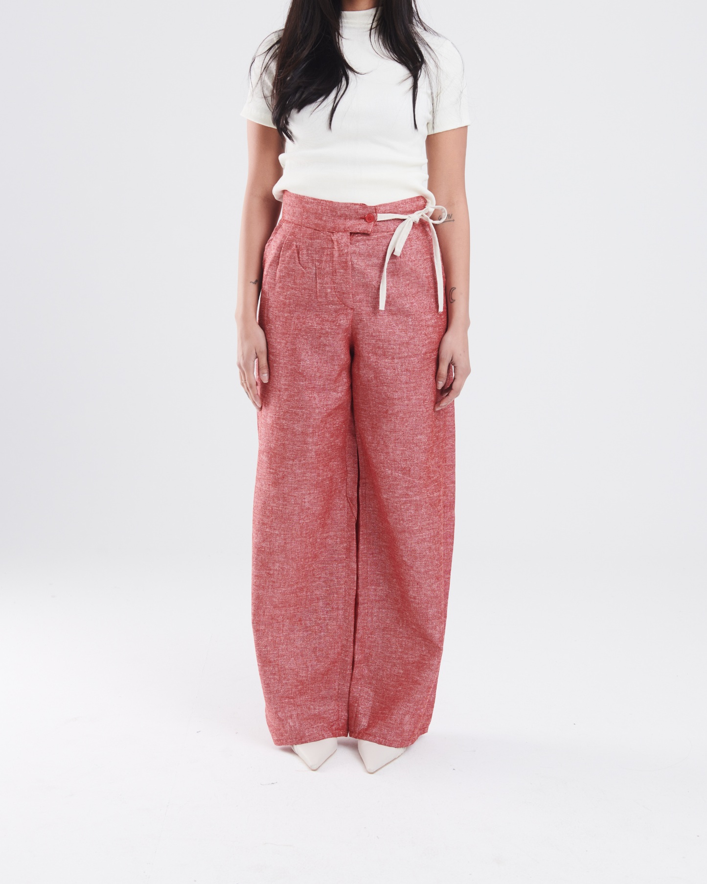 Textured pants in red