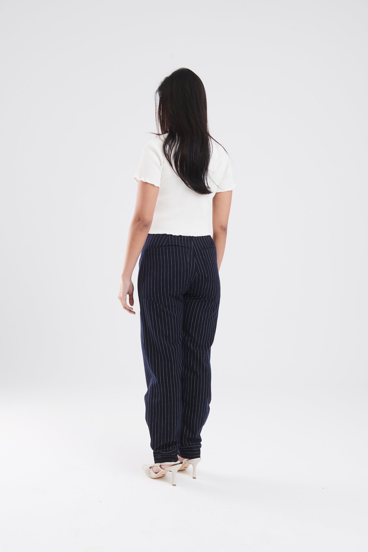 Deconstructed tailored pants in Navy