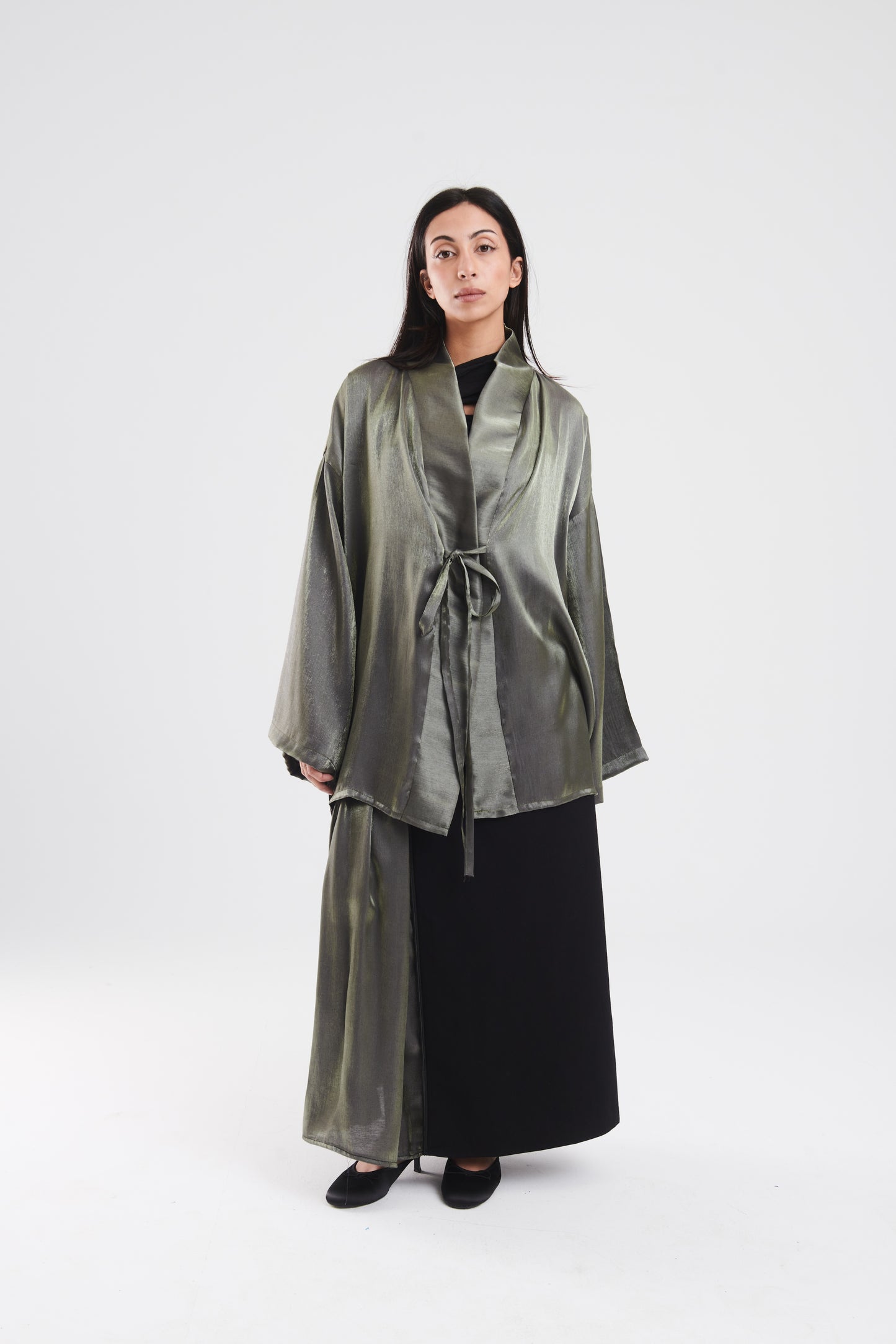 Reimagined kimono in green