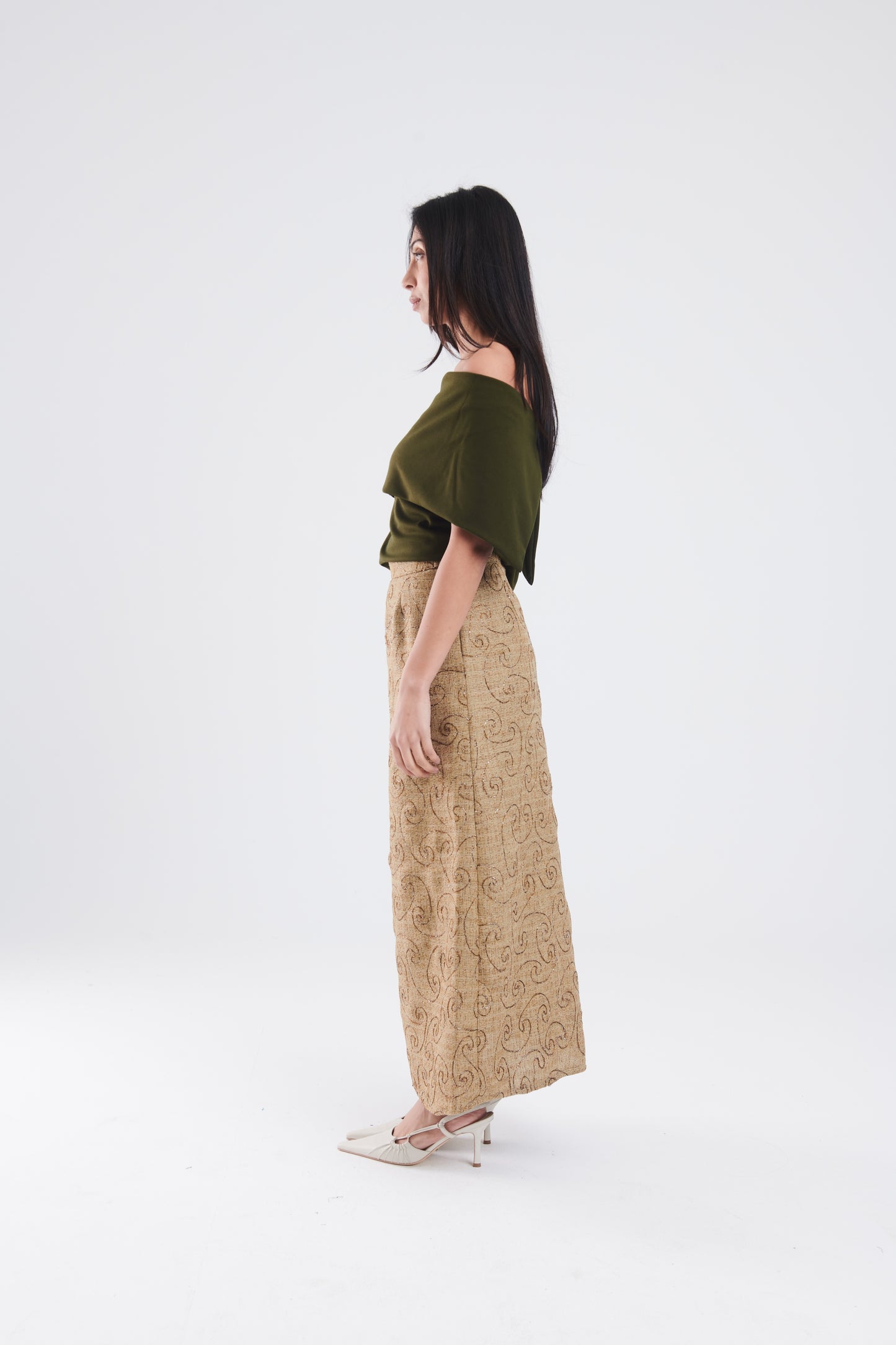 Textured skirt in brown