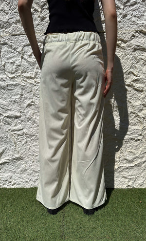 Velvet wide leg pants in white