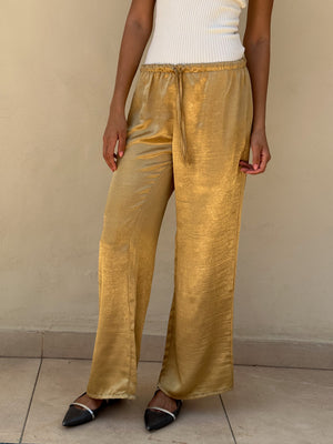 Silky pants in mustard