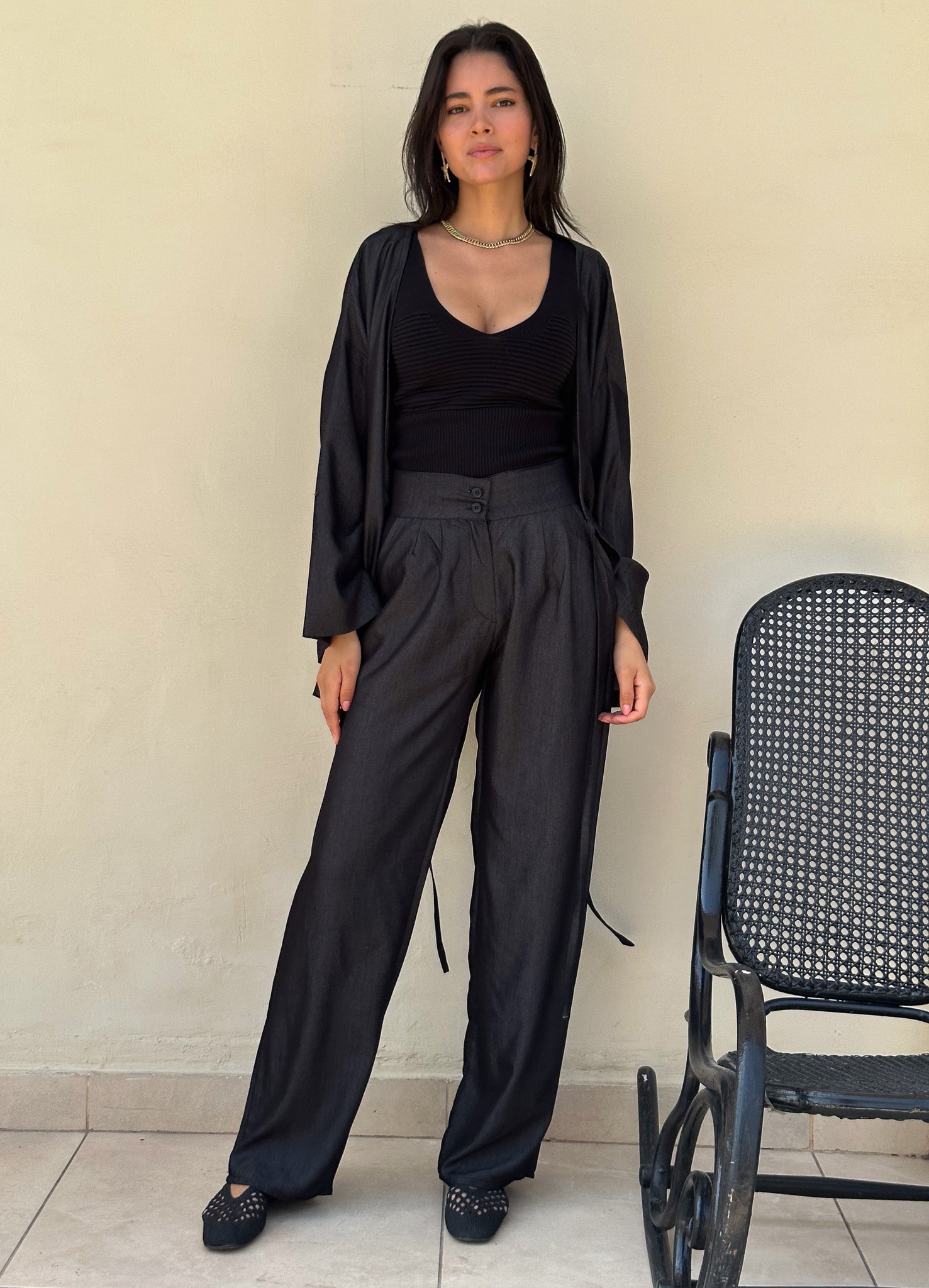 Tencel pants in black