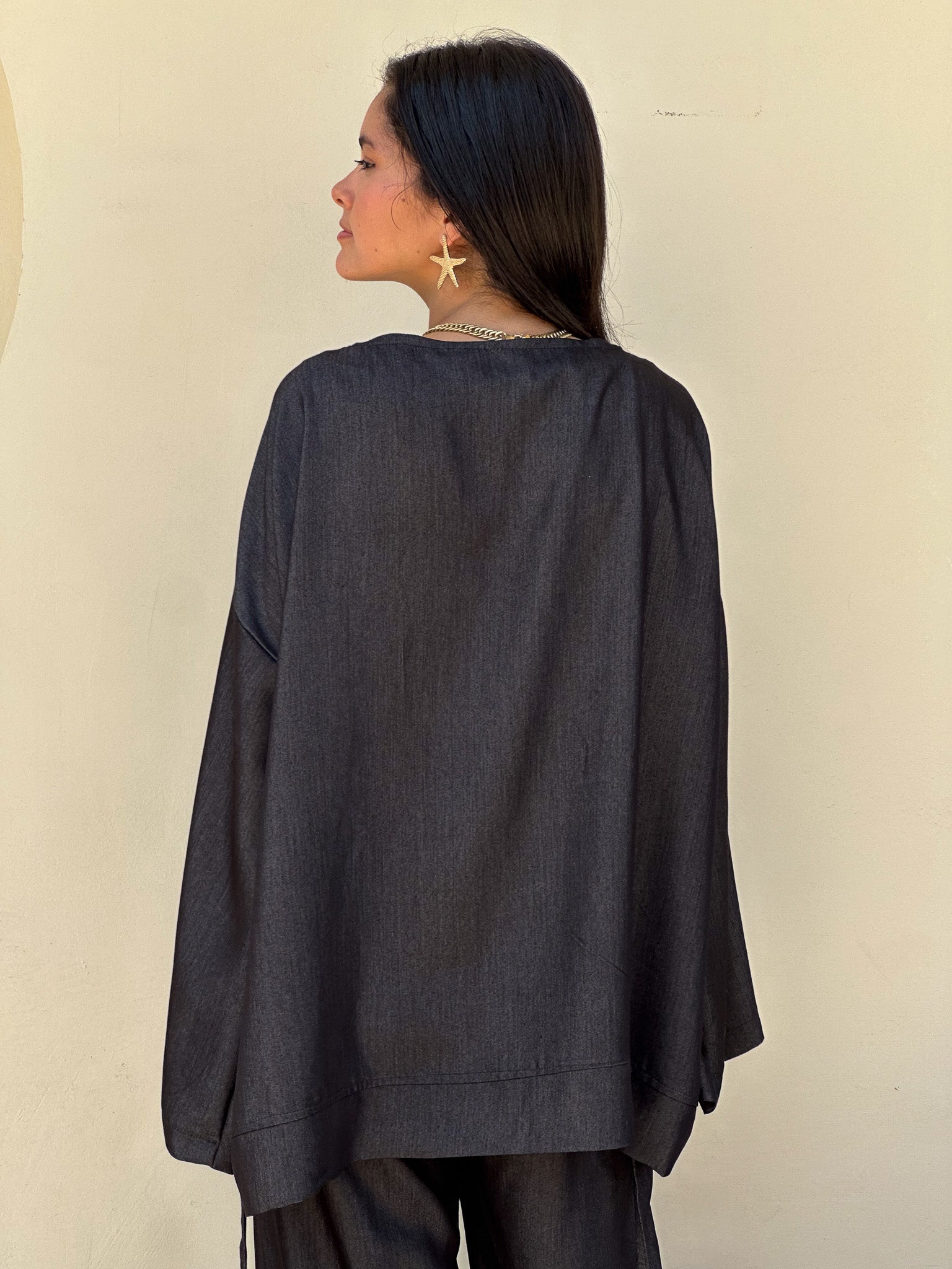 Tencel kimono in black