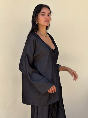 Tencel kimono in black