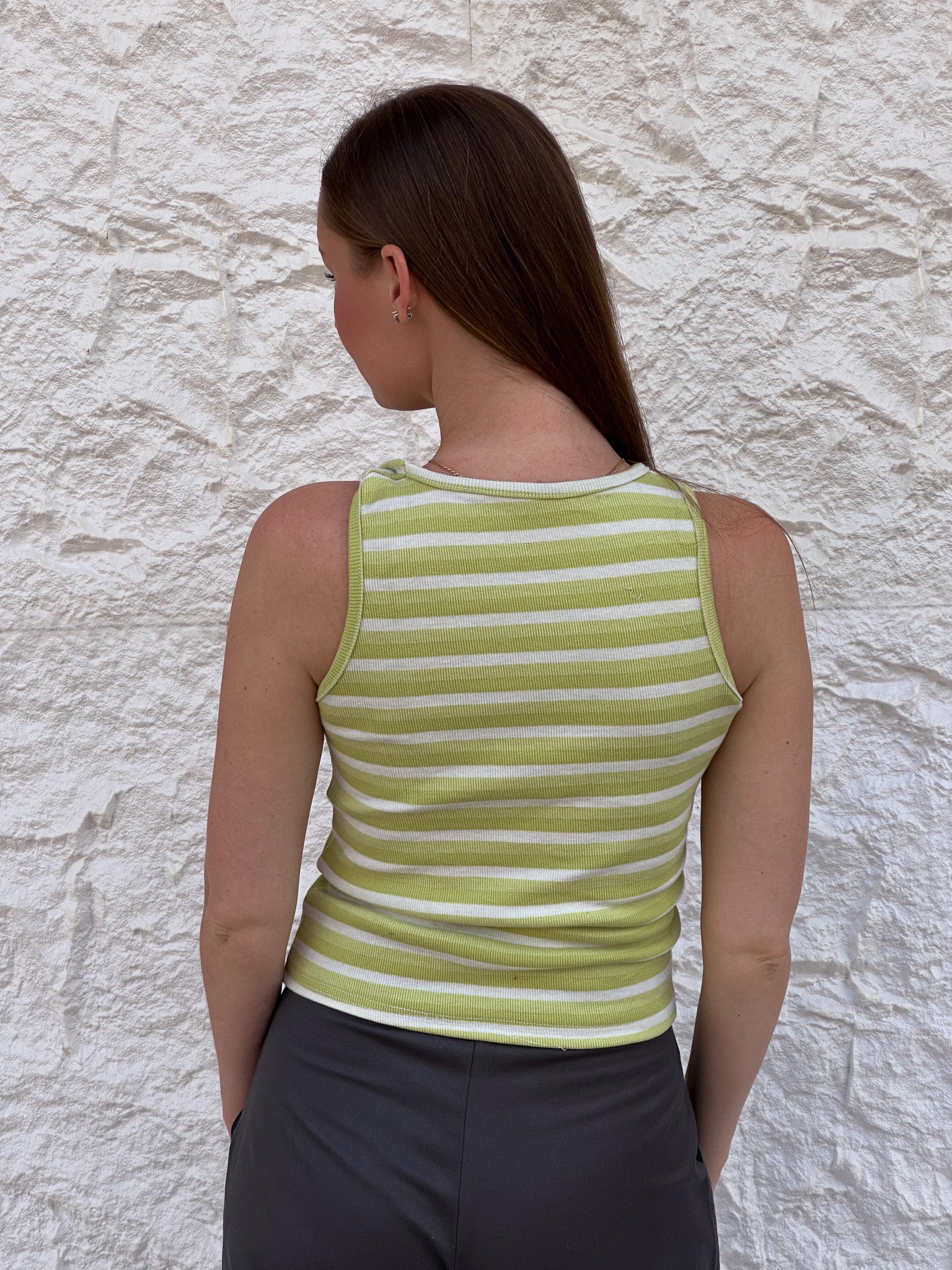 Twisted top in green stripes