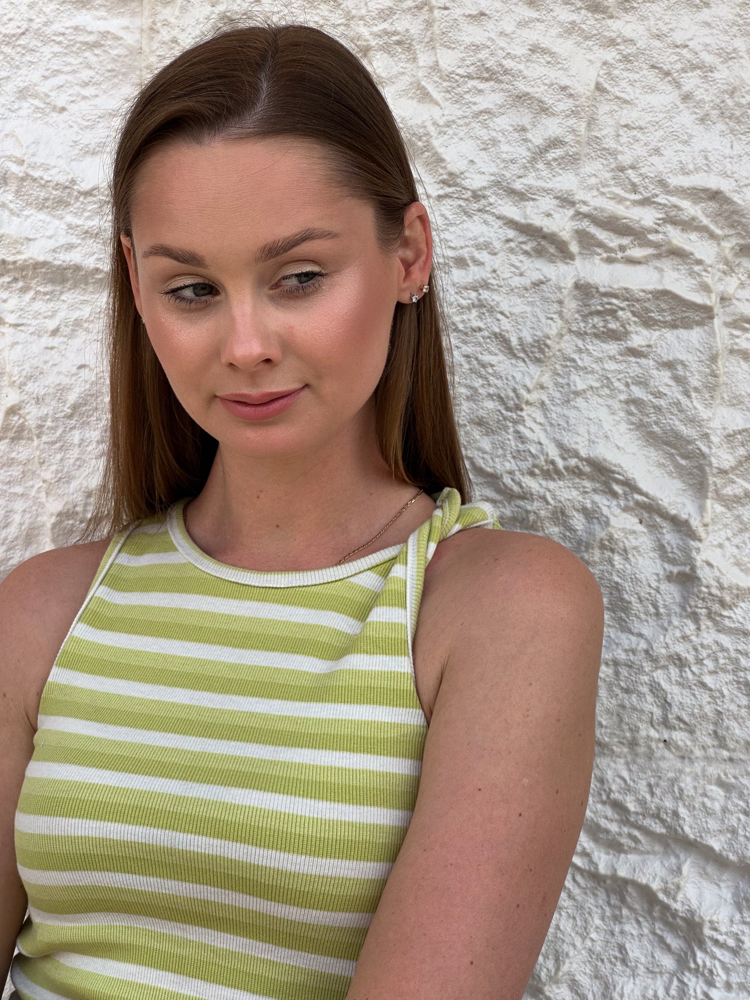 Twisted top in green stripes